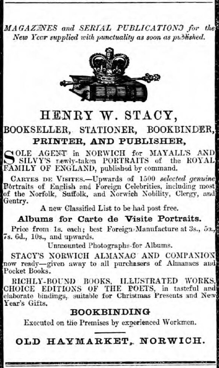 Henry W. Stacy, Bookseller, Stationer, Bookbinder, Printer, and Publisher